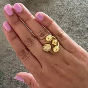 Sculpted Gold Sphere Ring with Crystal Centerpiece